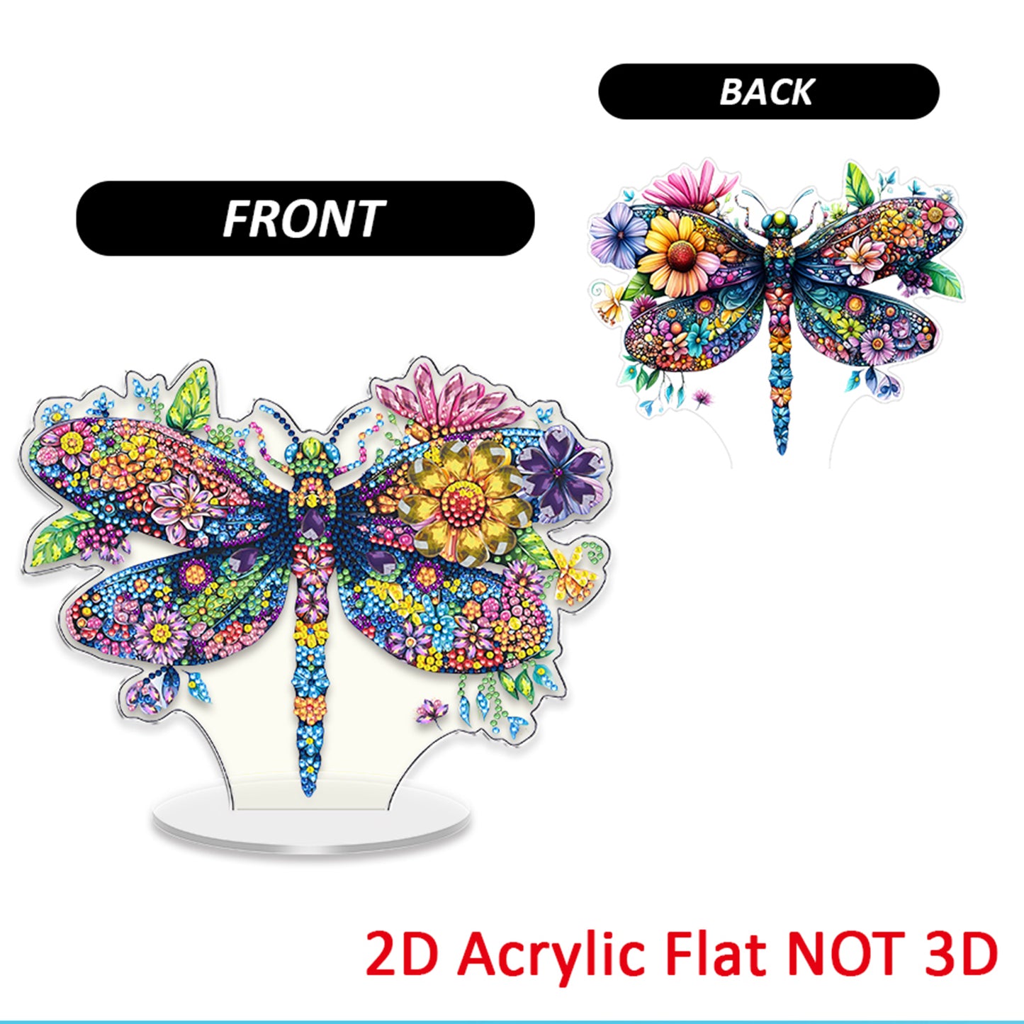 Dragonfly DIY 2D Flat Acrylic Diamond Painting Tabletop Ornament for Home Decor