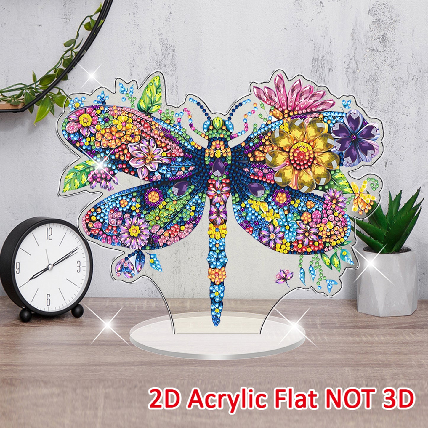 Dragonfly DIY 2D Flat Acrylic Diamond Painting Tabletop Ornament for Home Decor