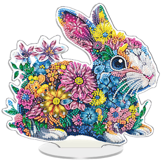 Rabbit DIY 2D Flat Acrylic Diamond Painting Tabletop Ornament for Home Decor