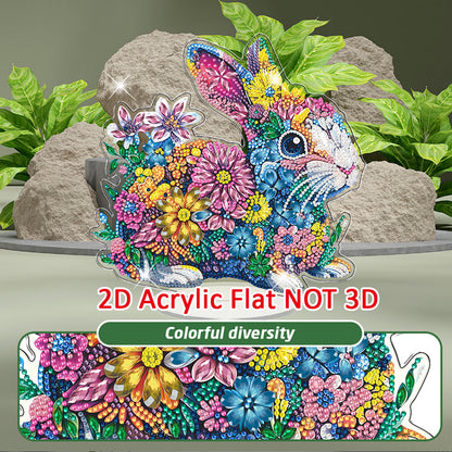 Rabbit DIY 2D Flat Acrylic Diamond Painting Tabletop Ornament for Home Decor
