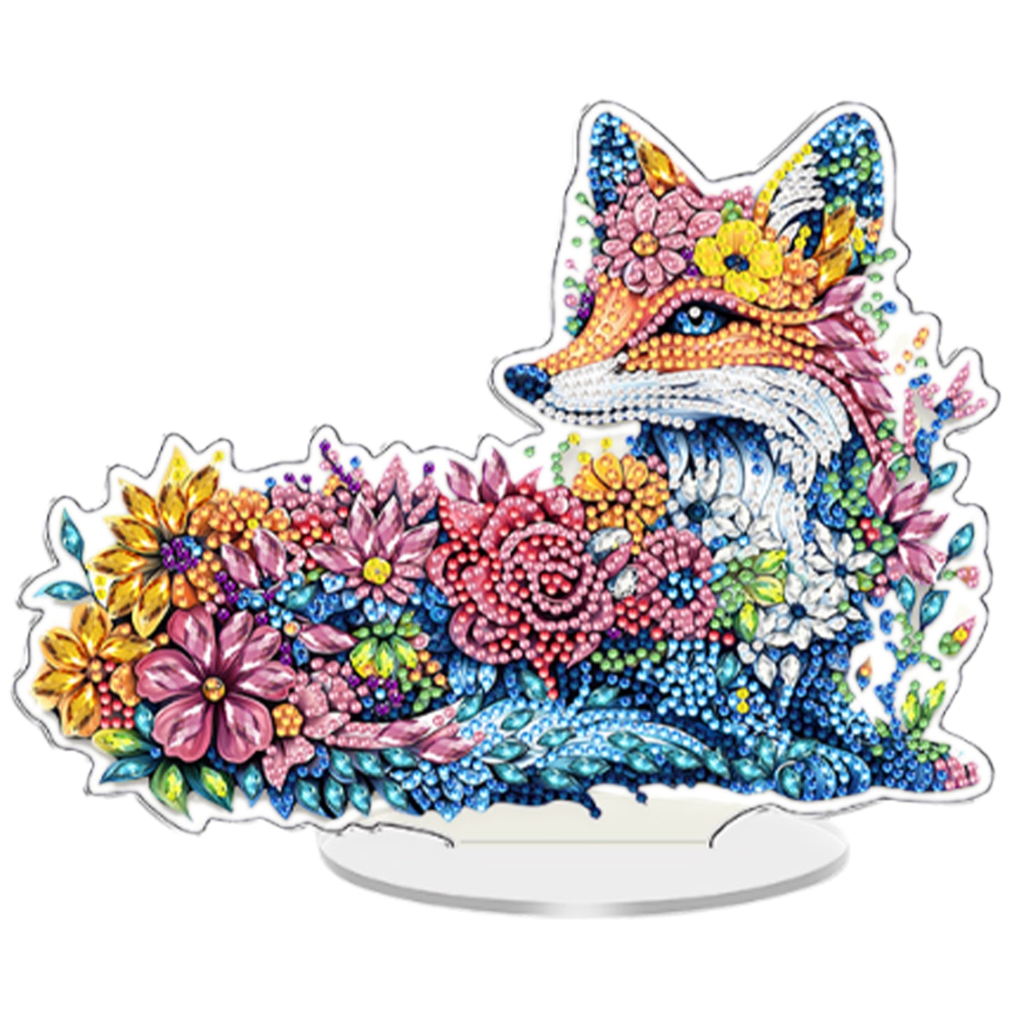 Fox DIY 2D Flat Acrylic Diamond Painting Tabletop Ornament for Home Decor Gift