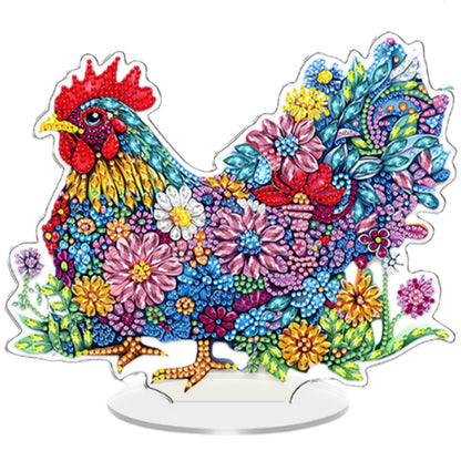 Chicken DIY 2D Flat Acrylic Diamond Painting Tabletop Ornament for Home Decor