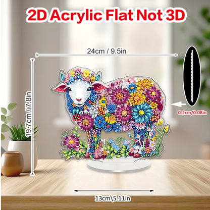 Sheep DIY 2D Flat Acrylic Diamond Painting Tabletop Ornament for Home Decor Gift