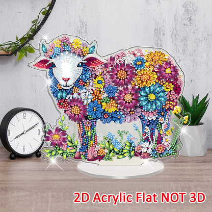 Sheep DIY 2D Flat Acrylic Diamond Painting Tabletop Ornament for Home Decor Gift