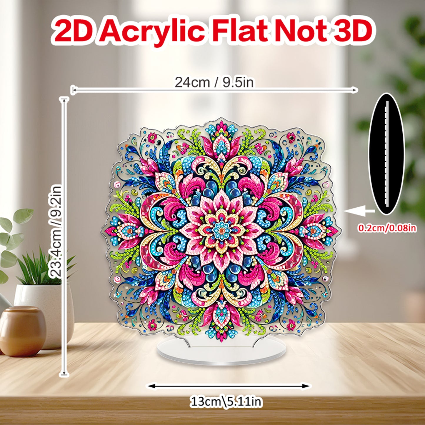 Mandala DIY 2D Flat Acrylic Diamond Painting Tabletop Ornament Kit Home Decor