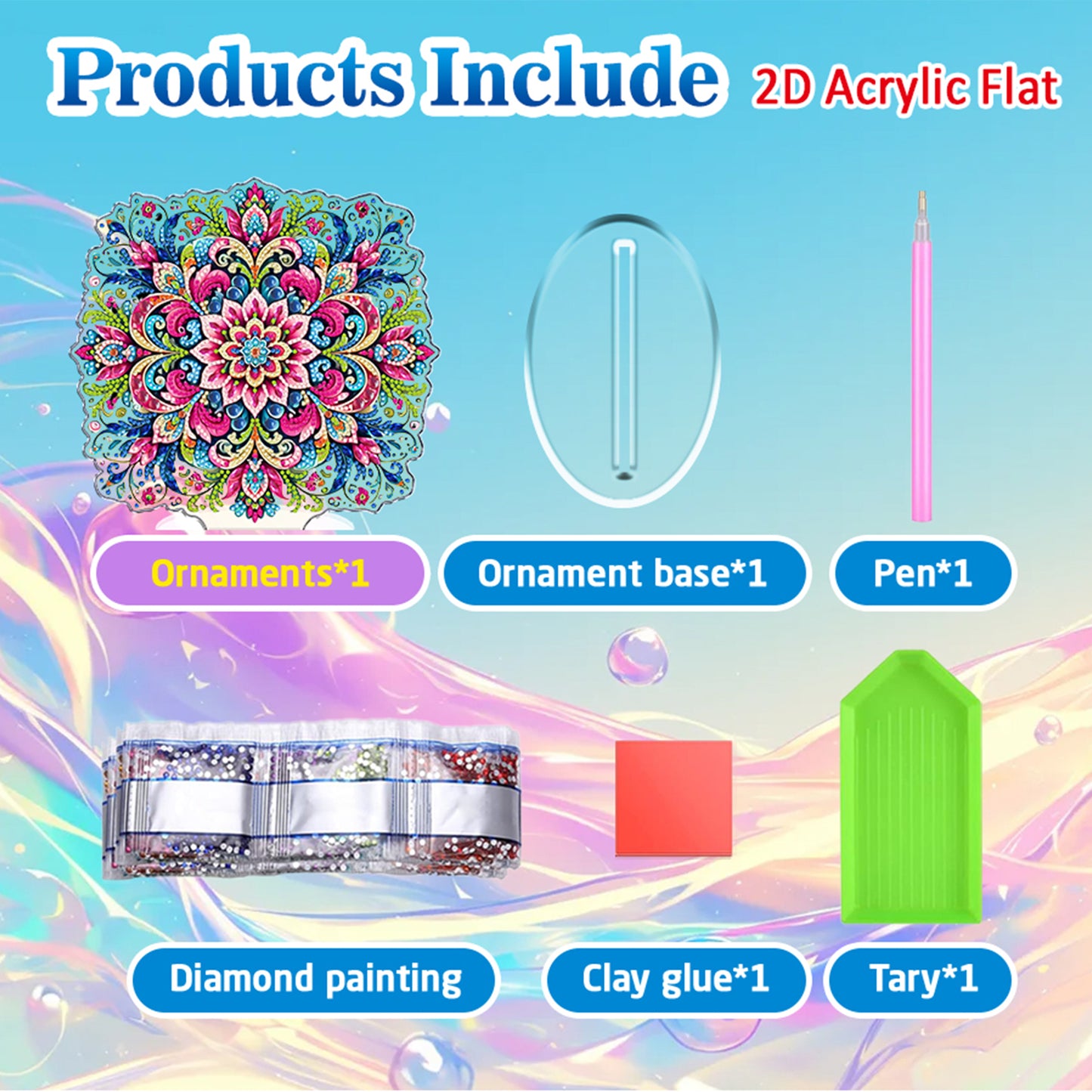 Mandala DIY 2D Flat Acrylic Diamond Painting Tabletop Ornament Kit Home Decor