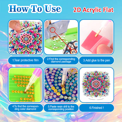 Mandala DIY 2D Flat Acrylic Diamond Painting Tabletop Ornament Kit Home Decor