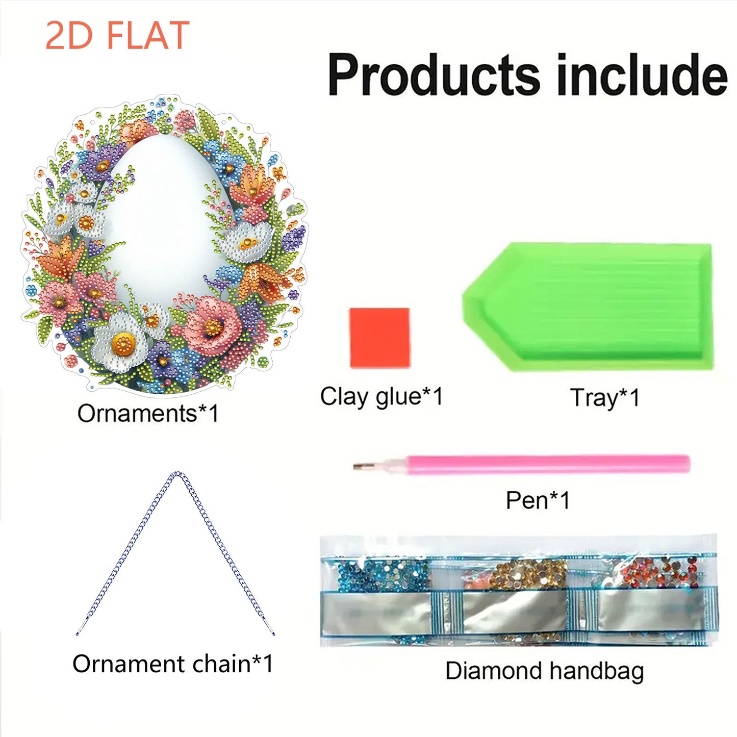 Flower Egg 2D Flat Acrylic DIY Diamond Painting Pendant Kits Home Wall Decor