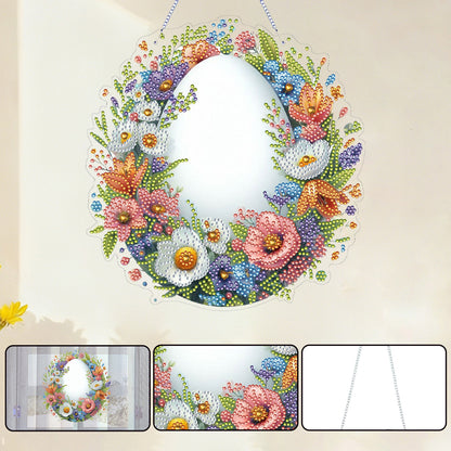 Flower Egg 2D Flat Acrylic DIY Diamond Painting Pendant Kits Home Wall Decor