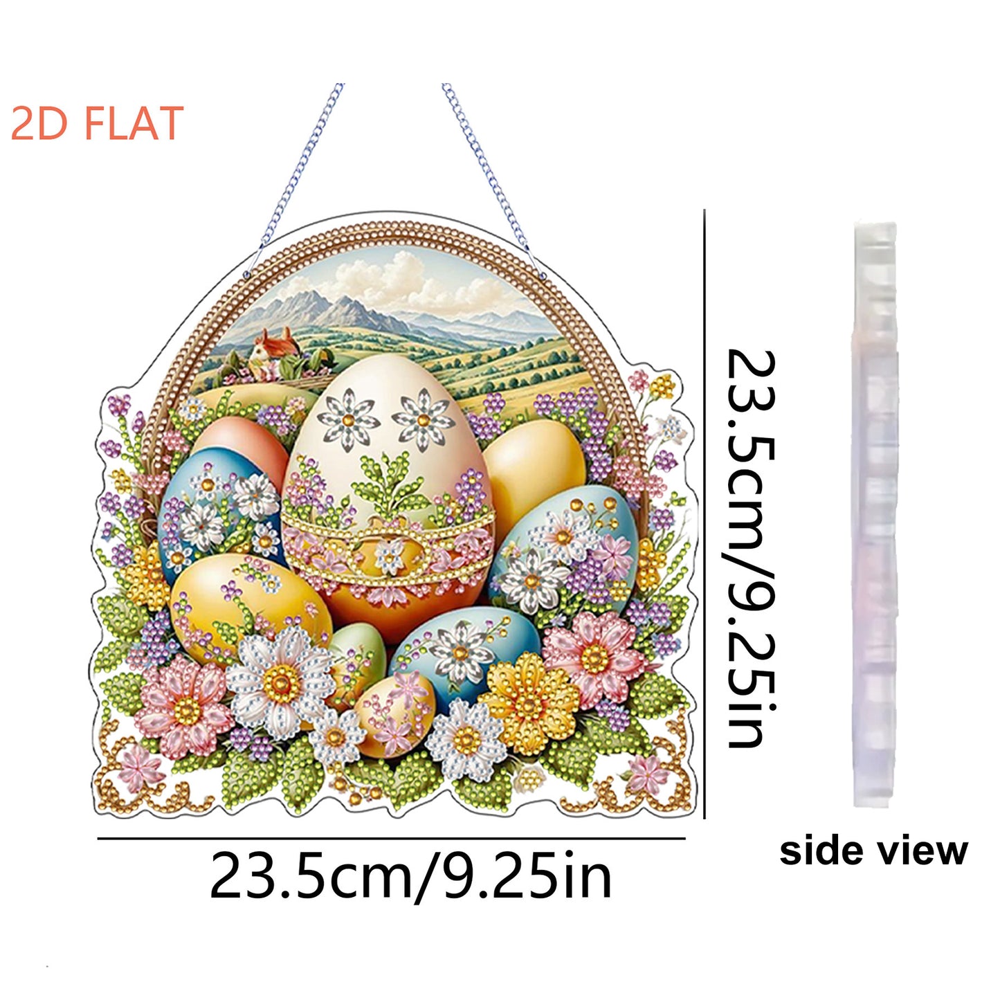 Flower Eggs 2D Flat Acrylic DIY Diamond Painting Pendant Kits Home Wall Decor