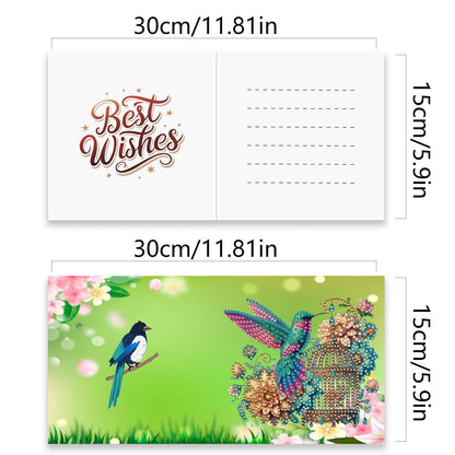 12Pcs Hummingbird Flower DIY Diamond Painting Greeting Card Kit for Adults Gifts