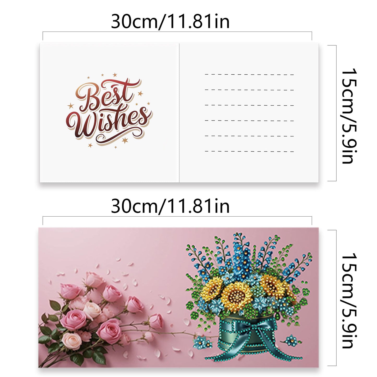 12 Packs Flower Gift DIY Diamond Painting Greeting Card Kit for Adults Gifts