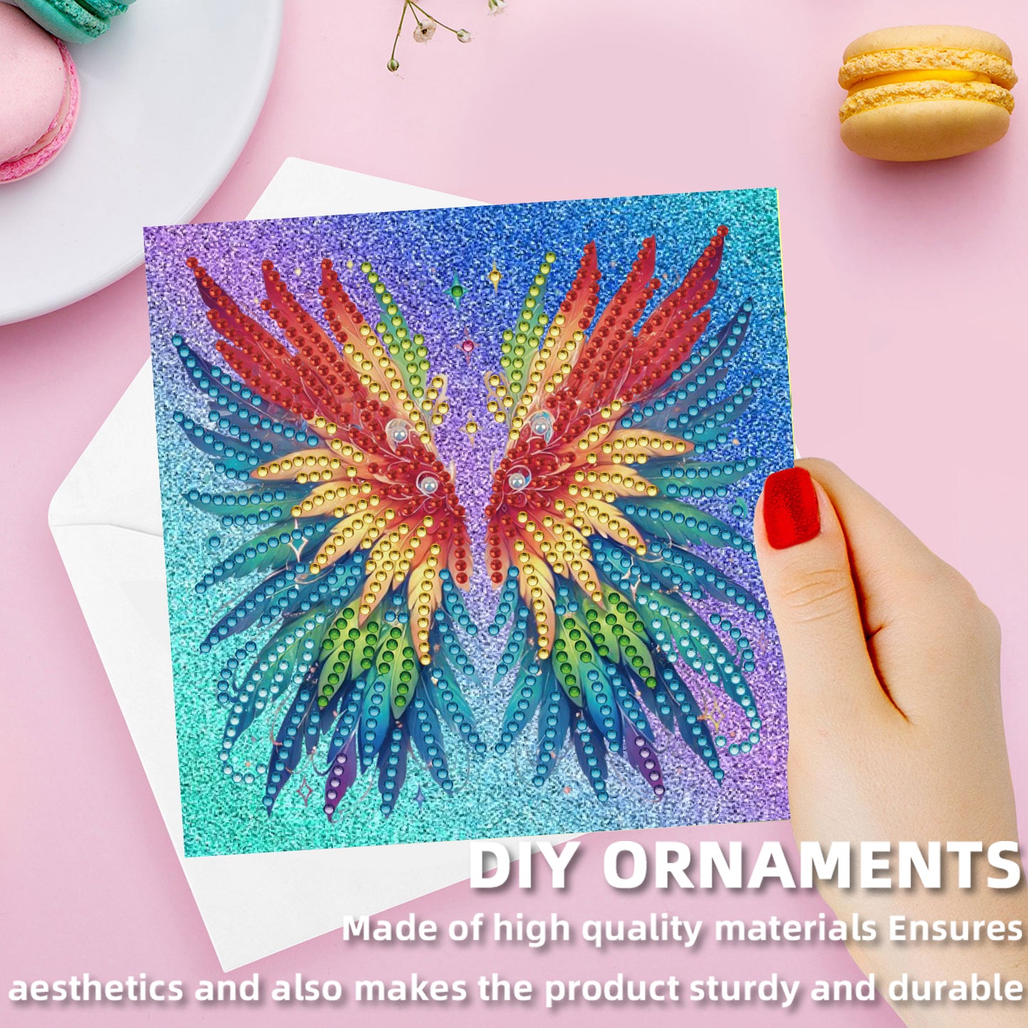 12 Packs Angel Wings DIY Diamond Painting Greeting Card Kit for Adults Gifts