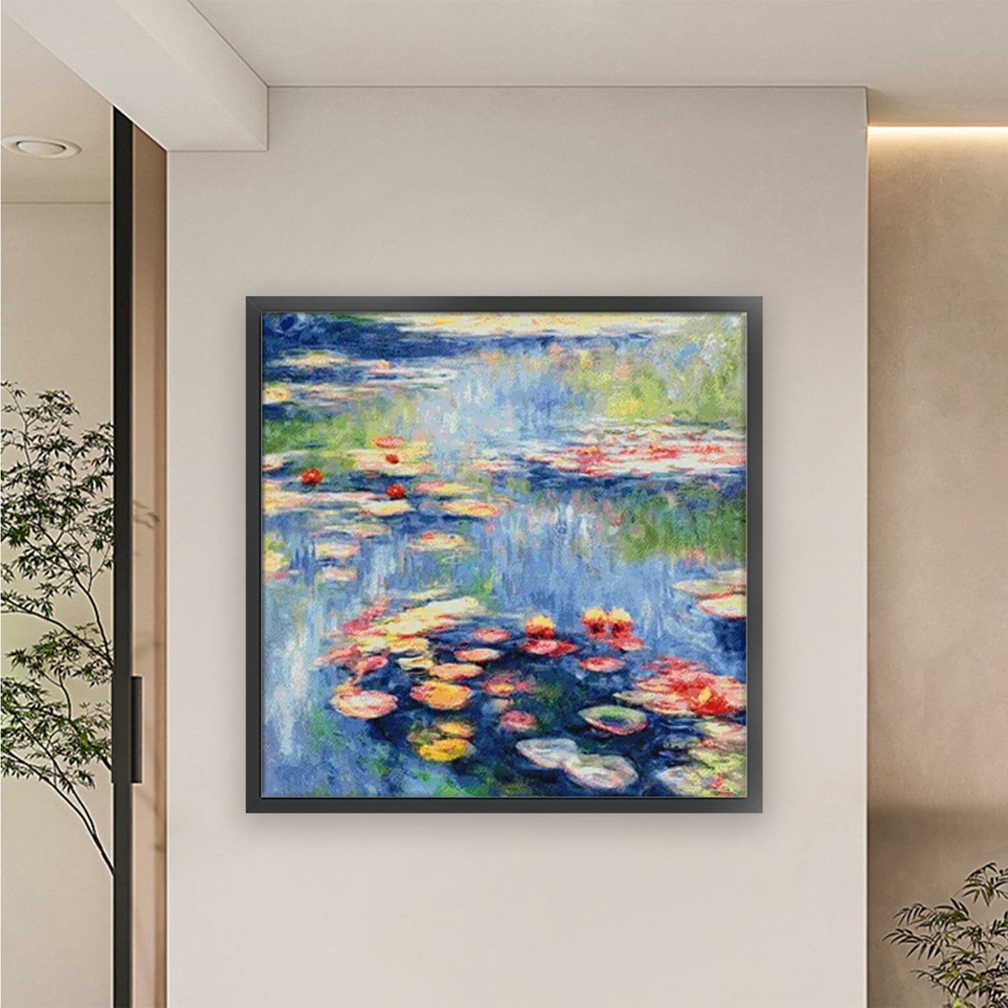 Monet'S Water Lilies - 14CT Stamped Cross Stitch 74*74CM (Egyptian cotton)(Xiaobai)