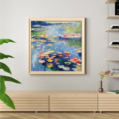 Monet'S Water Lilies - 14CT Stamped Cross Stitch 74*74CM (Egyptian cotton)(Xiaobai)