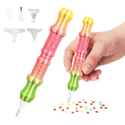 Diamond Painting Pen with 5 Tips 5D Diamond Painting Tools (Yellow Pink Green)