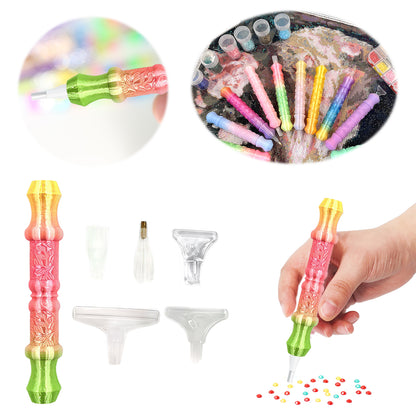 Diamond Painting Pen with 5 Tips 5D Diamond Painting Tools (Yellow Pink Green)