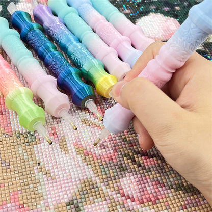 Diamond Painting Pen with 5 Tips 5D Diamond Painting Tools (Yellow Pink Green)