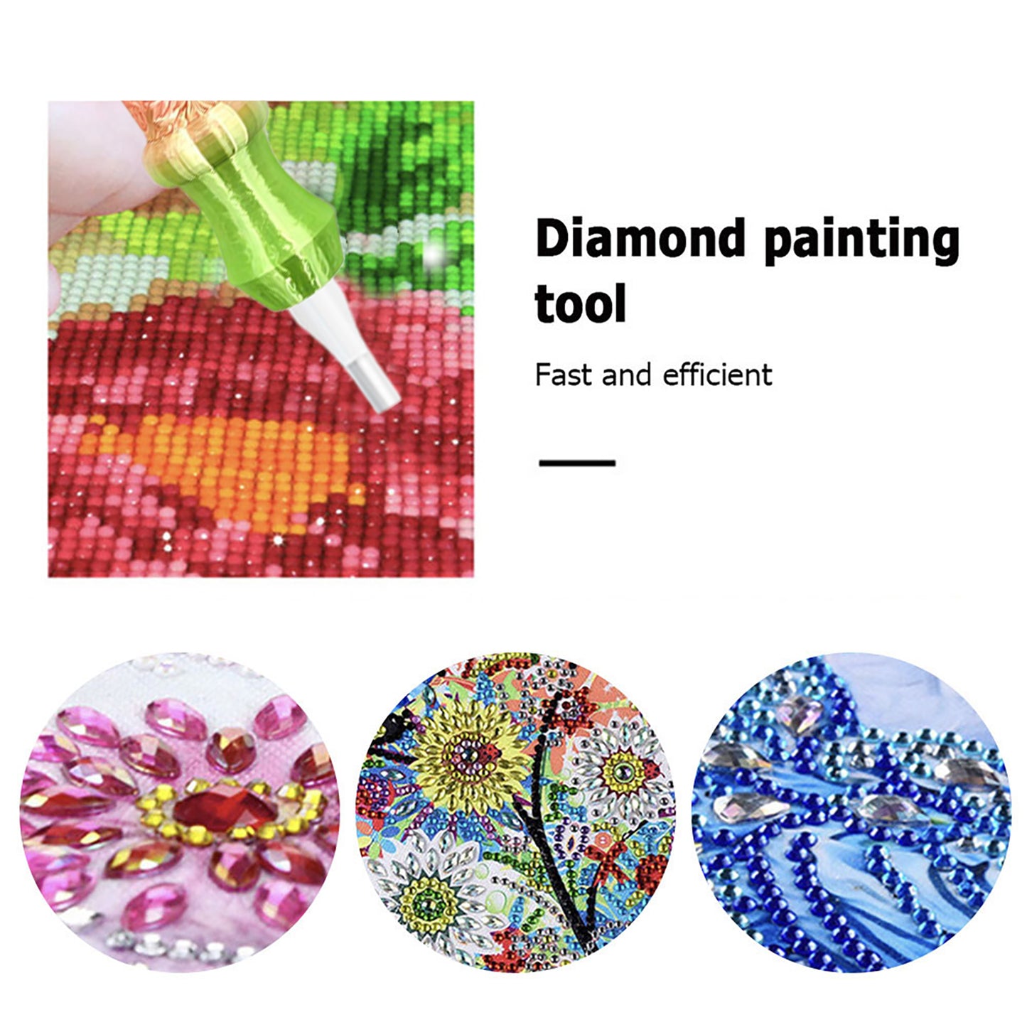 Diamond Painting Pen with 5 Tips 5D Diamond Painting Tools (Yellow Pink Green)