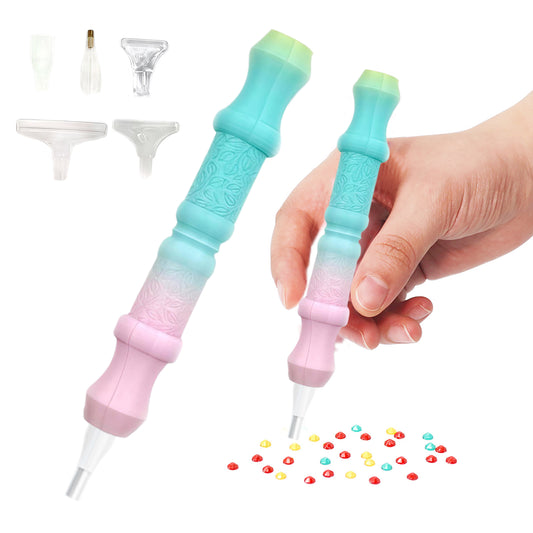 Diamond Painting Pen with 5 Tips Diamond Art Accessories and Tools (Cyan Pink)