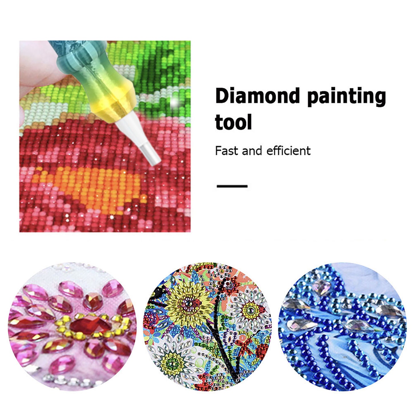 Diamond Painting Pen with 5 Tips 5D Diamond Painting Tools (Purple Blue Yellow)