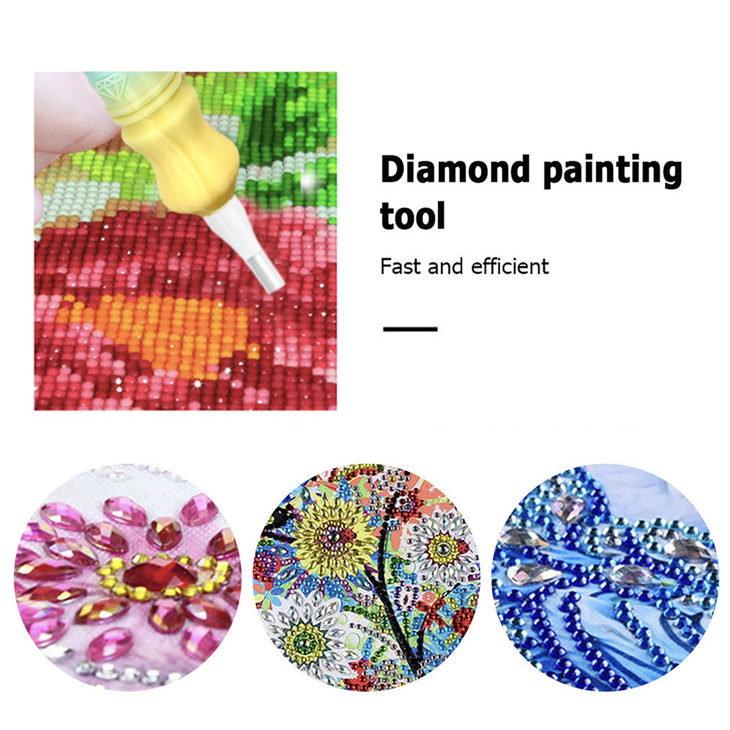 Diamond Painting Pen with 5 Tips 5D Diamond Painting Tools (Pink Blue Yellow)