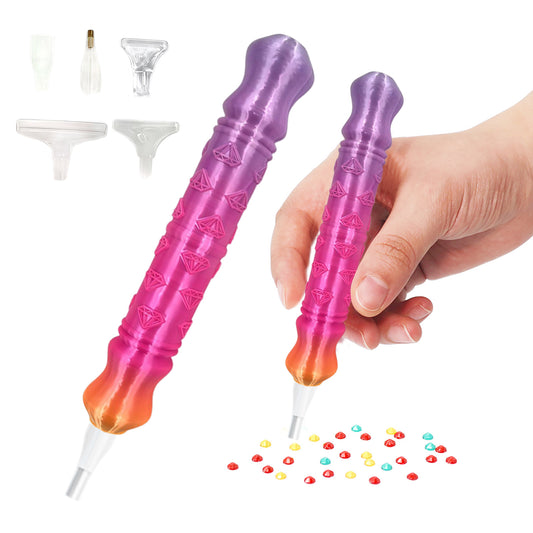 Diamond Painting Pen with 5 Tips 5D Diamond Painting Tools (Purple Pink Orange)
