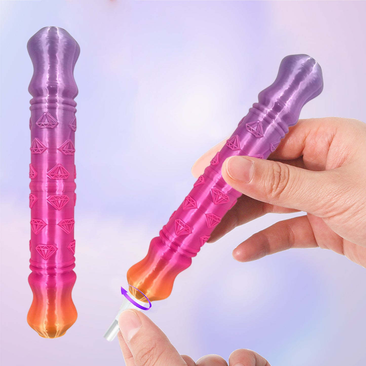 Diamond Painting Pen with 5 Tips 5D Diamond Painting Tools (Purple Pink Orange)