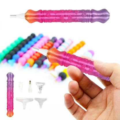 Diamond Painting Pen with 5 Tips 5D Diamond Painting Tools (Purple Pink Orange)