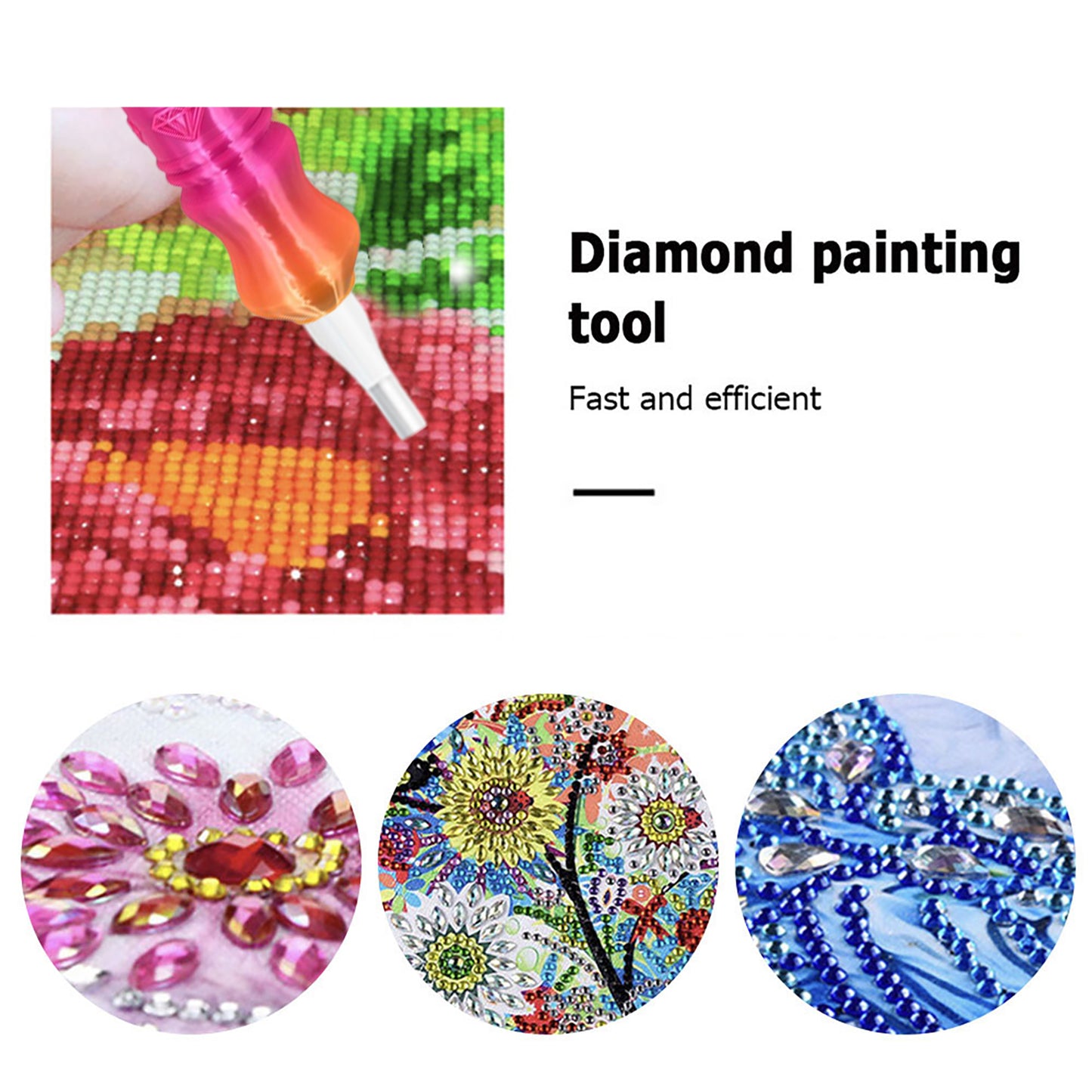Diamond Painting Pen with 5 Tips 5D Diamond Painting Tools (Purple Pink Orange)