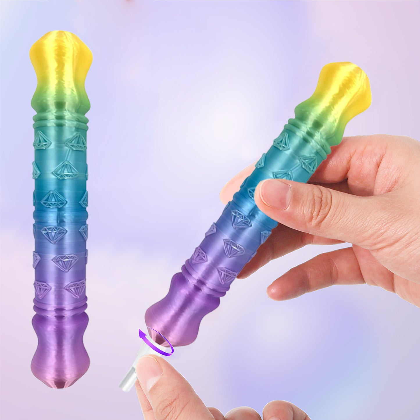 Diamond Painting Pen with 5 Tips 5D Diamond Painting Tools (Yellow Blue Purple)