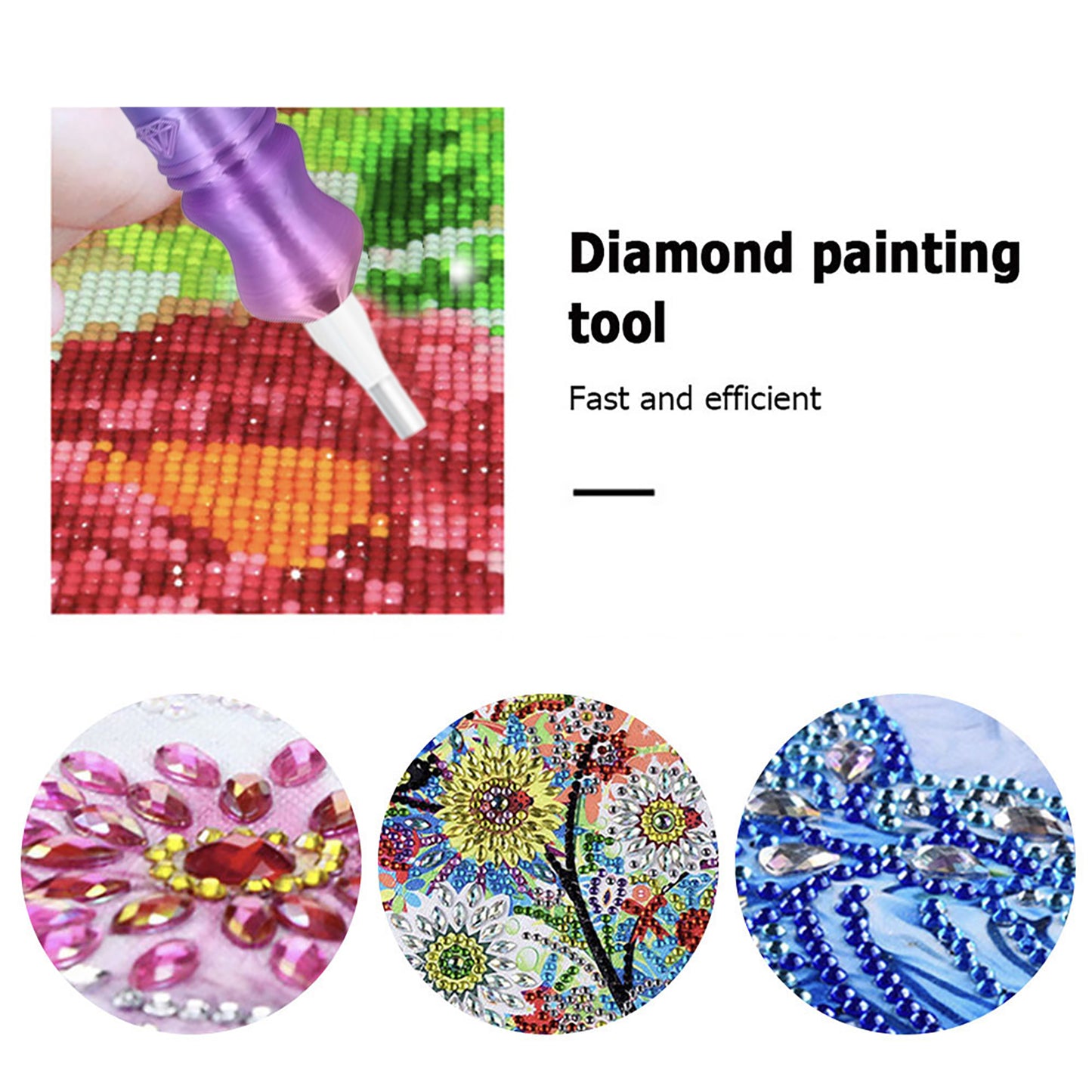 Diamond Painting Pen with 5 Tips 5D Diamond Painting Tools (Yellow Blue Purple)