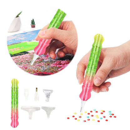 Diamond Painting Pen with 5 Tips Diamond Art Accessories and Tools (Green Pink)