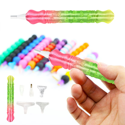 Diamond Painting Pen with 5 Tips Diamond Art Accessories and Tools (Green Pink)