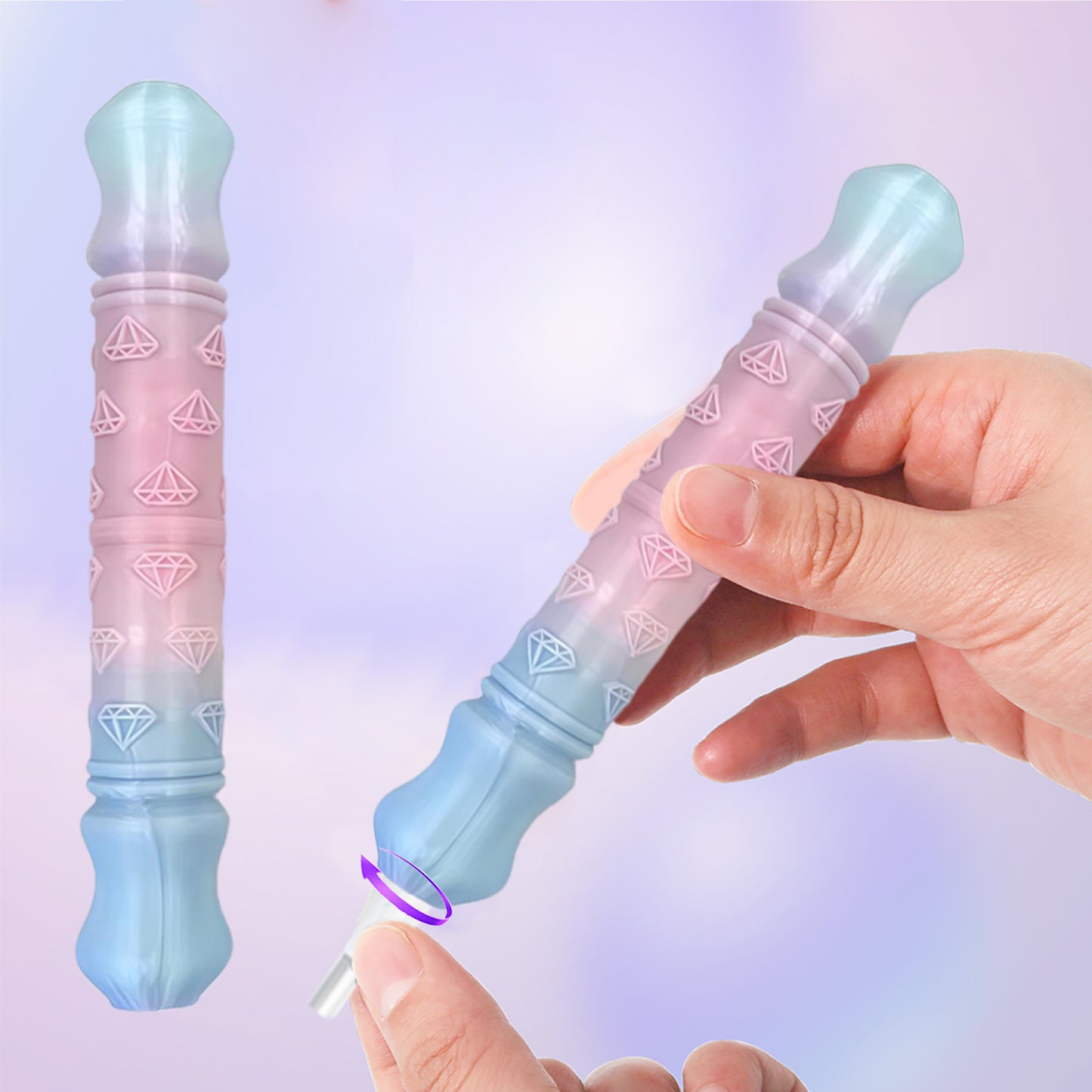 Diamond Painting Pen with 5 Tips Diamond Art Accessories and Tools (Pink Blue)