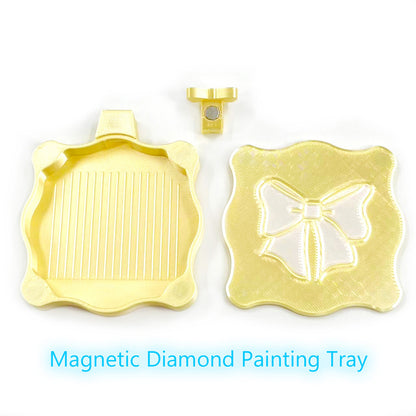 Bowknot DIY Diamond Art Painting Trays Kits with Lid for Adults Crafts (Yellow)