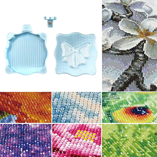 Bowknot DIY Diamond Art Painting Trays Kits with Lid for Adults Crafts (Blue)