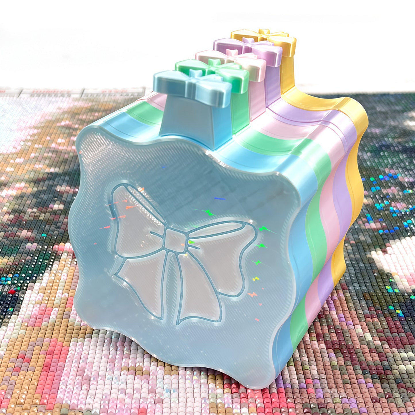 Bowknot DIY Diamond Art Painting Trays Kits with Lid for Adults Crafts (Blue)