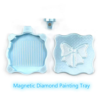 Bowknot DIY Diamond Art Painting Trays Kits with Lid for Adults Crafts (Blue)