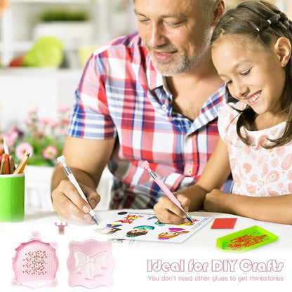 Bowknot DIY Diamond Art Painting Trays Kits with Lid for Adults Crafts (Pink)