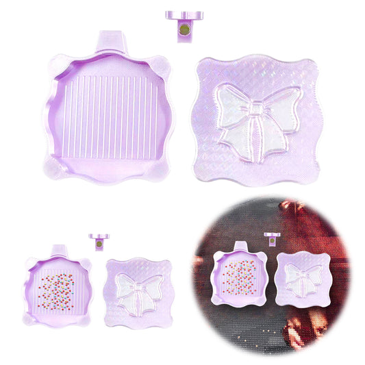 Bowknot DIY Diamond Art Painting Trays Kits with Lid for Adults Crafts (Purple)