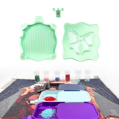 Bowknot DIY Diamond Art Painting Trays Kits with Lid for Adults Crafts (Green)