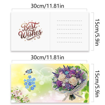 12Pcs Bouquet DIY Diamond Painting Greeting Card Kit for Adults Holiday Gifts