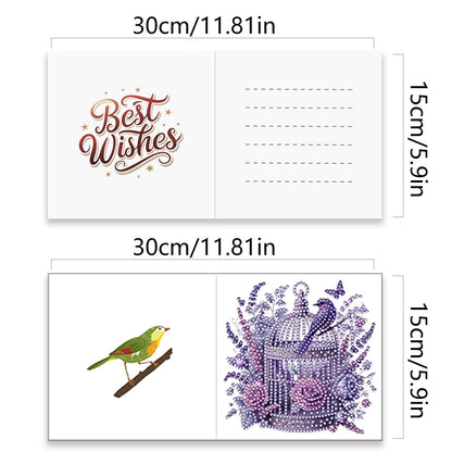 12Pcs Birdcage DIY Diamond Painting Greeting Card Kit for Adults Holiday Gifts