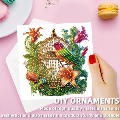 12Pcs Birdcage DIY Diamond Painting Greeting Card Kit for Adults Holiday Gifts