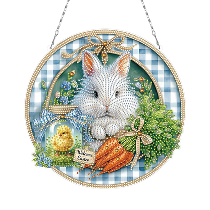 Easter Bunny 1 DIY 2D Flat Acrylic Double Sided Diamond Painting Kits Pendant