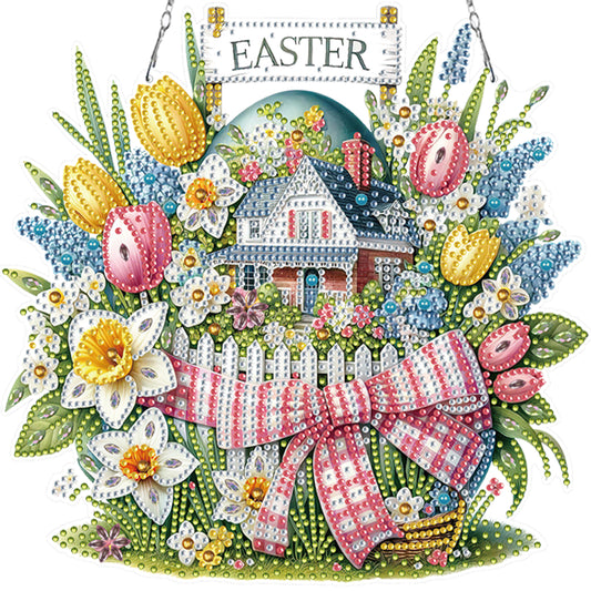 Easter Egg 1 DIY 2D Flat Acrylic Double Sided Diamond Painting Kits Pendant