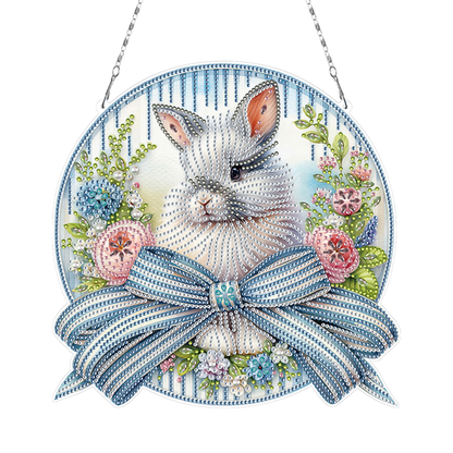 Easter Bunny 3 DIY 2D Flat Acrylic Double Sided Diamond Painting Kits Pendant