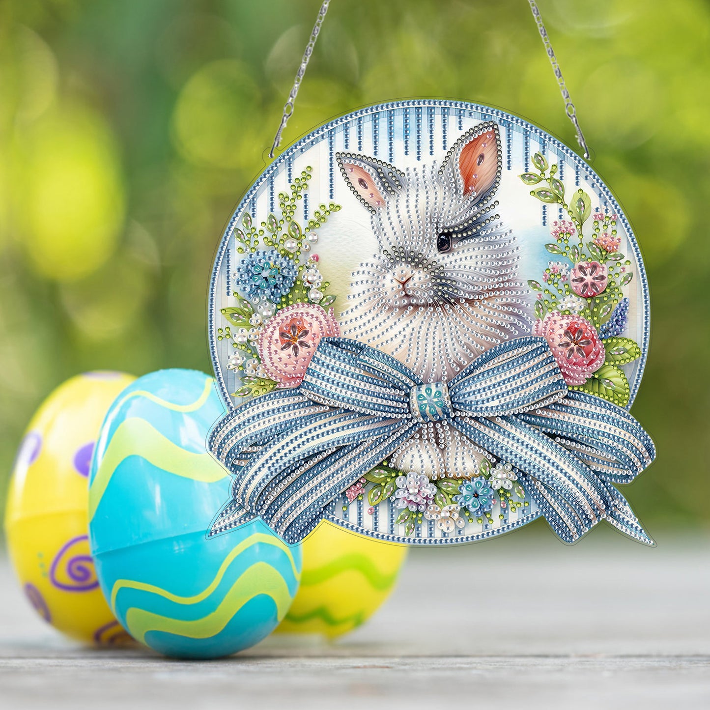 Easter Bunny 3 DIY 2D Flat Acrylic Double Sided Diamond Painting Kits Pendant