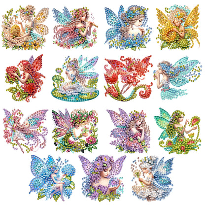 15pcs Fairies 2D Acrylic DIY Special-Shaped Diamond Art Fridge Magnet Kit Decor